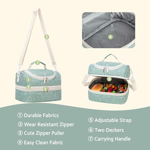 Life on track Insulated Kids Dual Compartment Lunch Bags Tote for Girls Boys Toddler Lunch Boxes Pre-School Toddler Kindergarten Picnic Camp Food Cooler Thermal with Strap by Life on track - Image 3