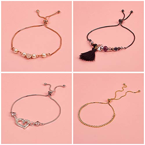 Kissitty 10 Strands Adjustable Brass Slide Extender Chains With Ball Ends 4.84" (12.3Cm) (Random Mixed Color) #TOP4
