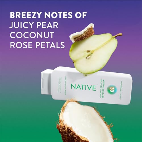Native Mineral Sunscreen Lotion SPF 30, Pear & Coconut Water Scent, with 100% Mineral Zinc Oxide for Face & Body, Hawaii Compliant, Vegan, No White Cast - 7 oz - Image 5