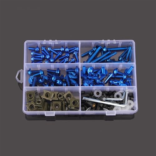 Vis de carénage moto en aluminium bleu pour BMW R1200S S1000RR | Kit de 186 pièces