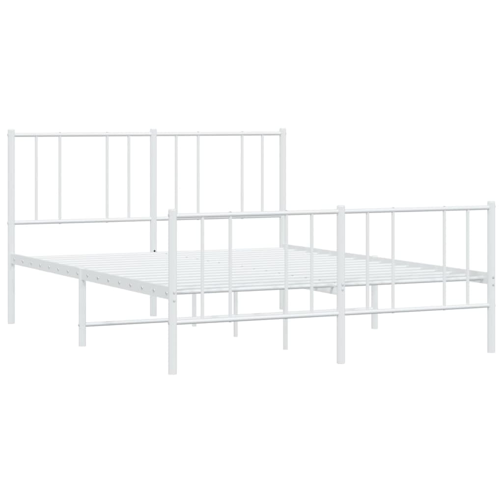 Telaio letto con testiera e pediera in metallo bianco 120 x 190 cm Cornice da letto per soggiorno Telaio per camera da letto Struttura del letto dell'hotel Adatto per camera da letto