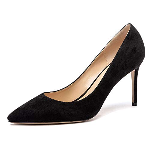 Castamere Zapatos de Tacón Mujer Moda Puntiagudas Tacón de Aguja 8.5CM Tacón Negro Ante Zapatos EU 39.5