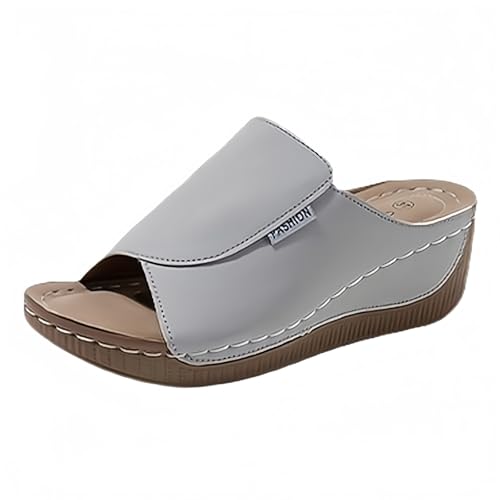 Cocila Sandalias Mujer Verano Plataforma con Cuña Comodas Zapatillas De A La Plana Y Gruesa Pez, Informales para Playa Calcetines Agua Niña (Grey, 38) Zapatos Piel Talla 35 Fiesta Otoño Vestir