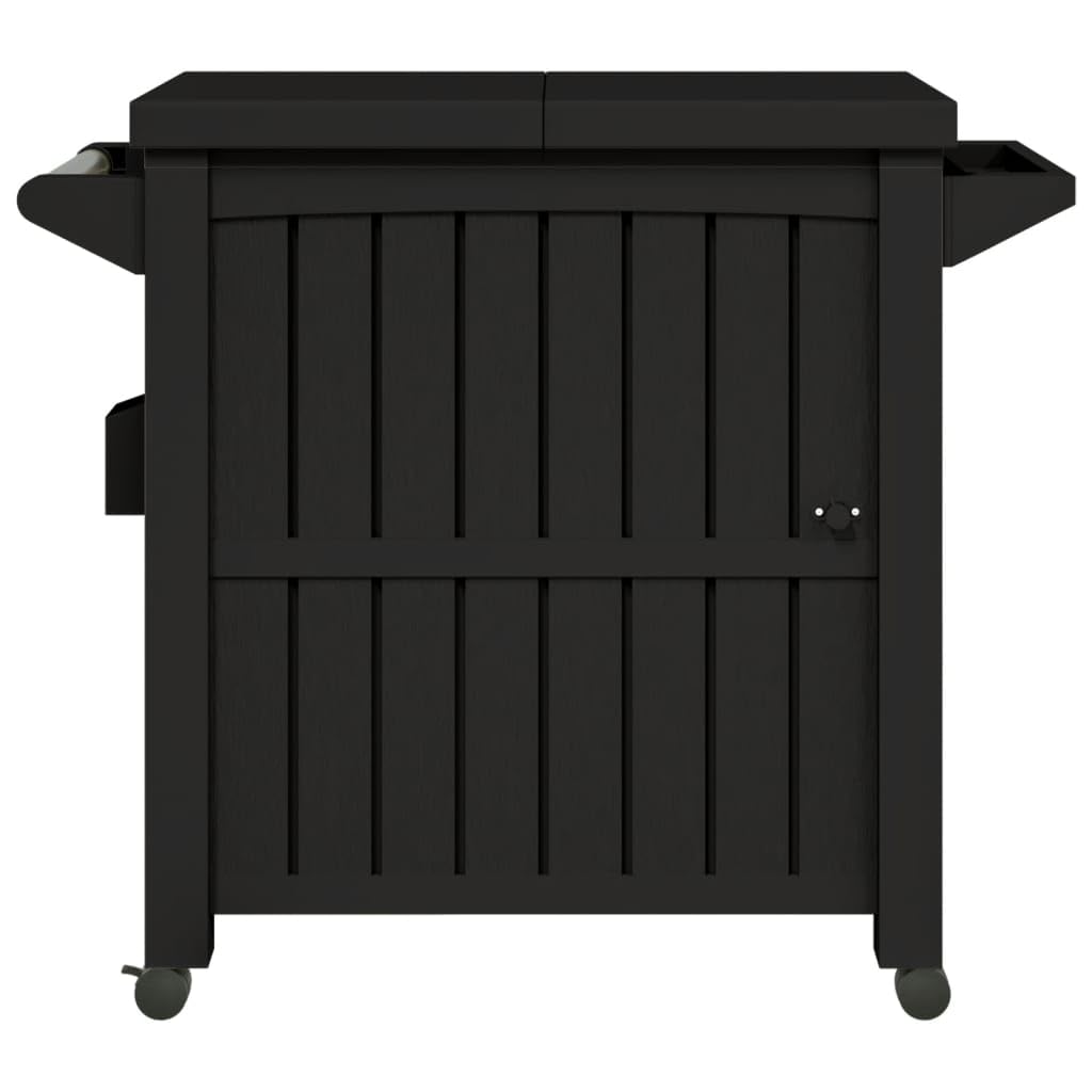 vidaXL Carrito de Servicio 3 en 1, Carro Almacenamiento Espacio Preparación Almacenamiento Nevera, Muebles Jardín Cocina Salón, Polipropileno Negro