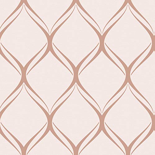 Clifton Welle Tapete, World of Wallpaper WOW41962, geometrische Metallic-Muster, Pink/Rose Gold Cover