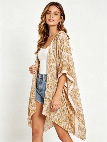 Image of Spicy Sandia Kimonos for Women Floral Beach Cover Up Loose Swimsuit Bathing Suit Coverup Cardigan for Summer Swimwear