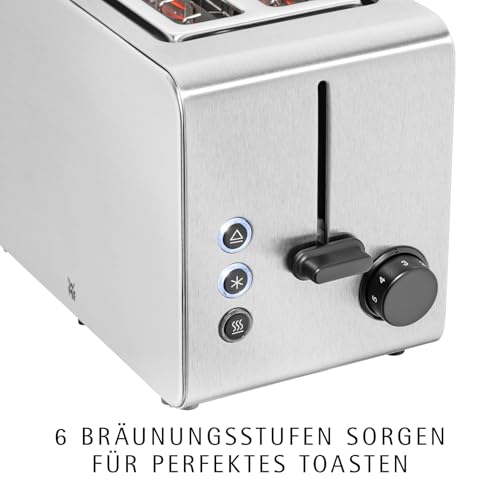 WMF Stelio Toaster 2 Scheiben Edelstahl, Doppelschlitz Toaster mit Brötchenaufsatz, Bagel-Funktion, 7 Bräunungsstufen, 900 W, edelstahl matt