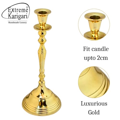 Image of Aluminum Royal Candlestick Holders for Home, Dining and Table Decor, Best Gift for Christmas Decor, Dining Table Decor (Gold, Small)
