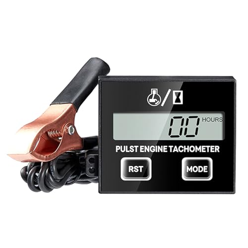 VOBOR Digitaler Drehzahlmesser Motorsäge Induktiver Kleiner Motortachometer Wasserdicht mit Stundenzähler für Kettensäge Motorrad und Rasenmäher