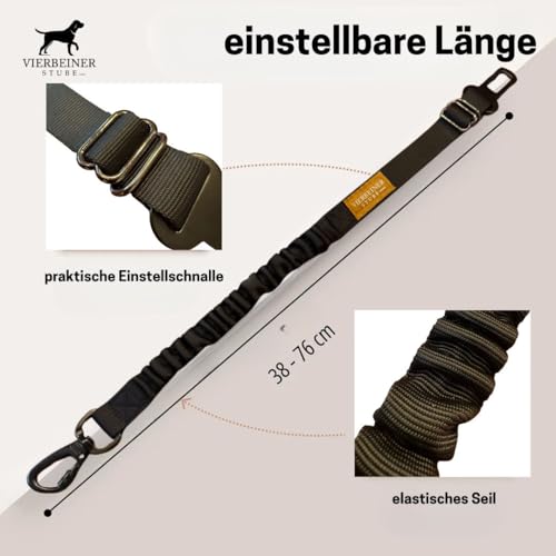 VierbeinerStube® Hundegurt fürs Auto – Sicherheitsgurt mit 360° Karabiner – Für alle Hunderassen & Fahrzeugtypen – Länge 50–80 cm