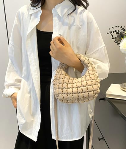 Image of Small Puffer Quilted Shoulder Purse Women 2025 Crossbody Bag Bubble Mini Tote Bag Nylon Handbag Pad Soft Handbag