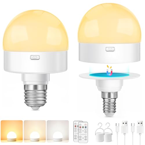 Morotty Rechargeable Light Bulb E14/E27 for Emergency Camping Pack of 2
