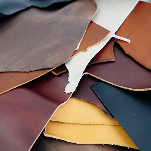 2Lb Box Of Top Grain Leather Remnants And Leather Scraps From Usa Raised Cows, 2 – 3 Mm Thick (4.5-5.5 Ounces) Leather For Crafts In An Assortment Of Earth Tone Colors #TOP1