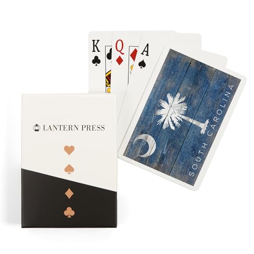 Baraja de cartas Poker tamaño estándar con bandera rústica de Carolina del Sur