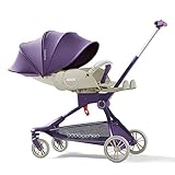 Kinderwagen, zusammenklappbarer Doppel-Push-Kinderwagen, kompakter und tragbarer Liegebuggy, kompakte Aufbewahrung, Fünf-Punkt-Gurt (lila Kartoffel-Taro-Paste) Purple Potato