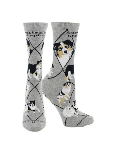 Image of WHD Australian Shepherd Crew Socks for Women & Men | Gift for Dog Lovers, Cute Pet Socks