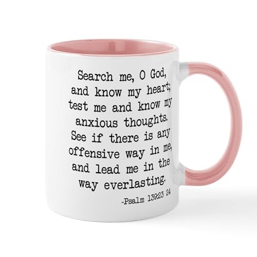 Taza de cerámica 11 oz con texto Salmo 139:23 24 miniatura 1