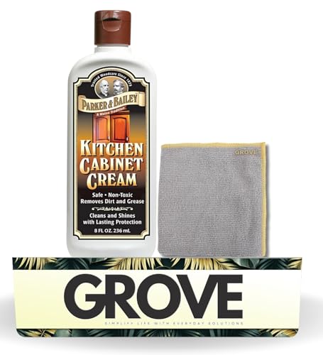 Comparison: Best Lacquer For Kitchen Cabinets Parker & Bailey Honey-Almond Scent Kitchen Cabinet Cream 8 oz Bundle with Microfiber Cloth - Gently Removes Cooking Oils, Residue, and Fingerprints - Daily Use Cleaner for Cabinets - (2 Items)