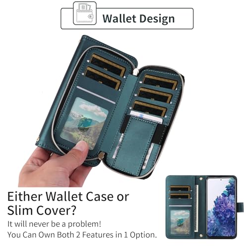 Samsung Galaxy S20 FE 5G étui portefeuille cuir vert avec fentes cartes S20FE coque antichoc