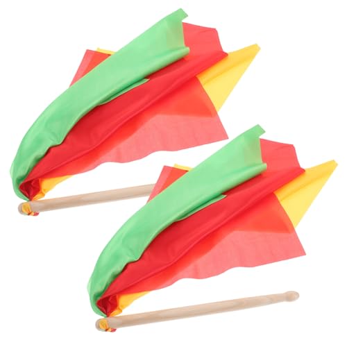 Baquetas de cintura coloridas con pañuelos artísticos diseño de madera maciza para niños, niñas y adultos para gimnasia rítmica, danza y percusión miniatura 1