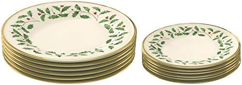 Lenox Holiday Gold - Juego de 12 platos para 6 platos de cena, 6 platos de ensalada fabricados en Estados Unidos