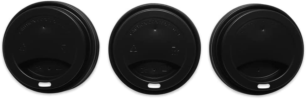 Siptown Hot Paper Cup Lids 200 Count Dome Lids Hot for Beverages, Coffee, Tea | Bulk Quantity for Restaurants & Coffee Shops | Easy Sipping Plastic Lids (12-20oz - Black)