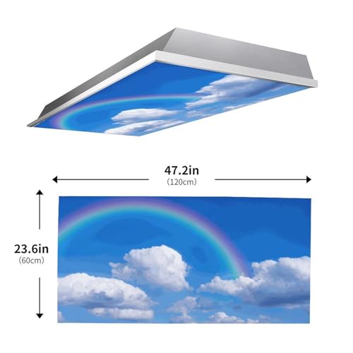 Image of Fluorescent Light Cover for Classroom -2 Pcs Rainbow White Clouds Magnetic Fluorescent Light Covers, Ceiling Light Covers Shade Panel Coverings for Office Classroom Home Drop Ceiling, 4 x 2 Feet
