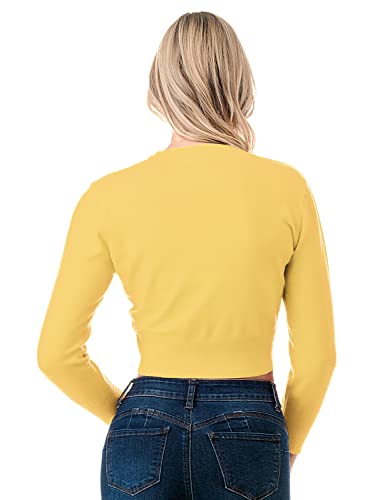 Danibe Women's 3/4 Sleeve Soft Open Front Cropped Sweater Cardigan Babyyellow Xl #TOP6