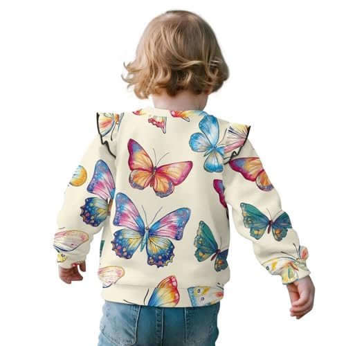 Long Sleeve Shirt for Toddler Girls Cute Graphic Sweatshirt Crew Neck Ruffle Fall Outfits Age 1-8 Years2