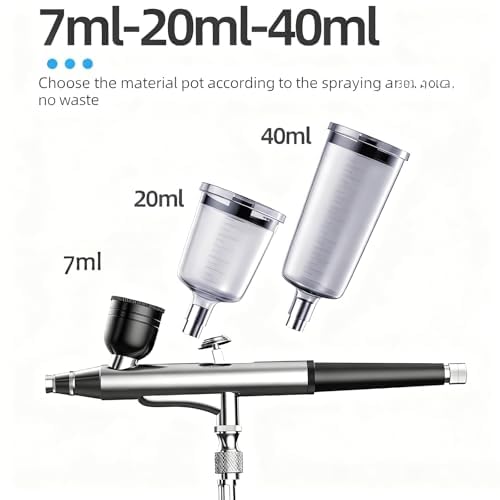 Kit aerografo con compressore, set ad alta pressione con ugelli da 0,3/0,5 mm e pressione dell'aria regolabile per decorazione torte, trucco, nail art e pittura artigianale