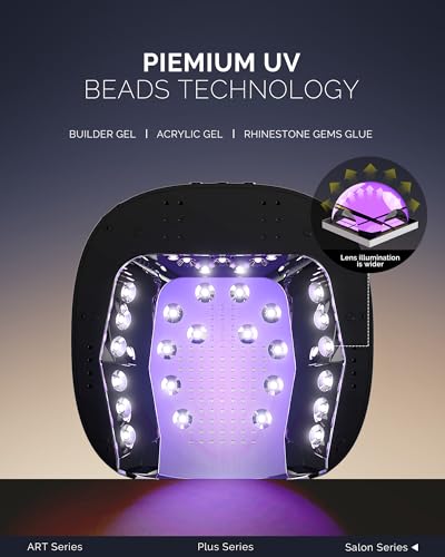 Image of MelodySusie Professional Metal Base UV Nail Lamp, S-Pro27T Fast Curing Nail Dryer with 3 Timers & Smart Sensor for Salon Cures All Gels, Especially Hard, Extension, Acrylic & Chrome Gel Polishes