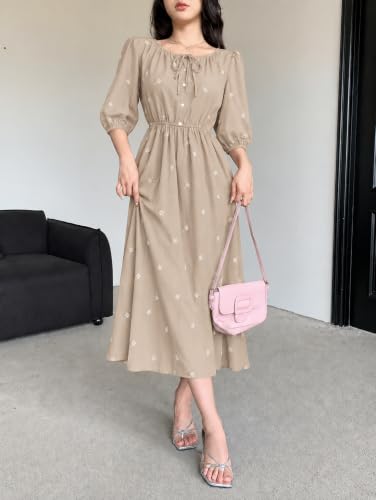Image of SMOWKLY Cotton Blend Women's Casual Dress Mid-Length Maxi Dress for Woman ||Stylish Frocks for Women ||One Piece Dress for Women || Long Midi Dress for Woman || Party & Beach Wear