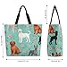 WUXEKZO Women Handbags Polyester Dogs Flowers Floral Satchel Purses - Multi Pockets Shoulder Tote Bags Large Capacity Fashion Tote Satchel for Travel Work Shopping