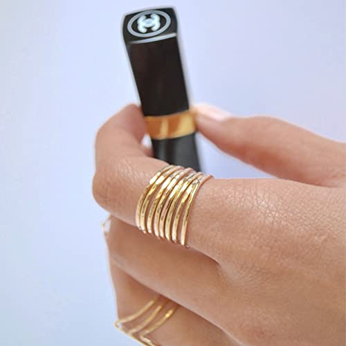 Ellie J Maui Hammered Gold Ring, Gold Stacking Rings thumb #6