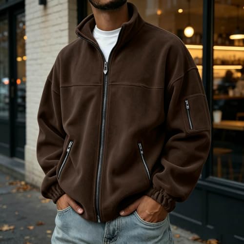 Mens Fleece Jacket Zip Up Sweatshirt Outdoor Winter Coats With Pockets | Fleece Jacket Men,Outdoor,Tactical Jacket,Long Sleeve,Zip Up,Plus Size,Lightweight,Casual,Multi Pocket Travel Jacket - image 2