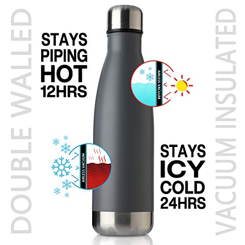 Meway 17Oz Sport Water Bottle 8 Pack Vacuum Insulated Stainless Steel Sport Water Bottle Leak-Proof Double Wall Cola Shape Water Bottle,Keep Drinks Hot & Cold (Cold Gray,8 Pack) #TOP1