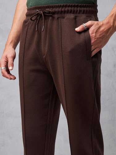 Image of Bewakoof Men's Solid Regular Fit Cotton Blend Track Pants