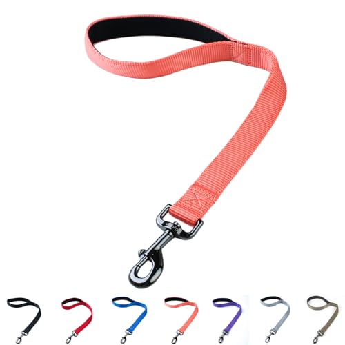 Cyclpet Premium 18 Inches Nylon Short Dog Leash with Heavy Duty Clasp and Soft Padded Handle for Large Medium Breed Dogs Daily Use Jogging
