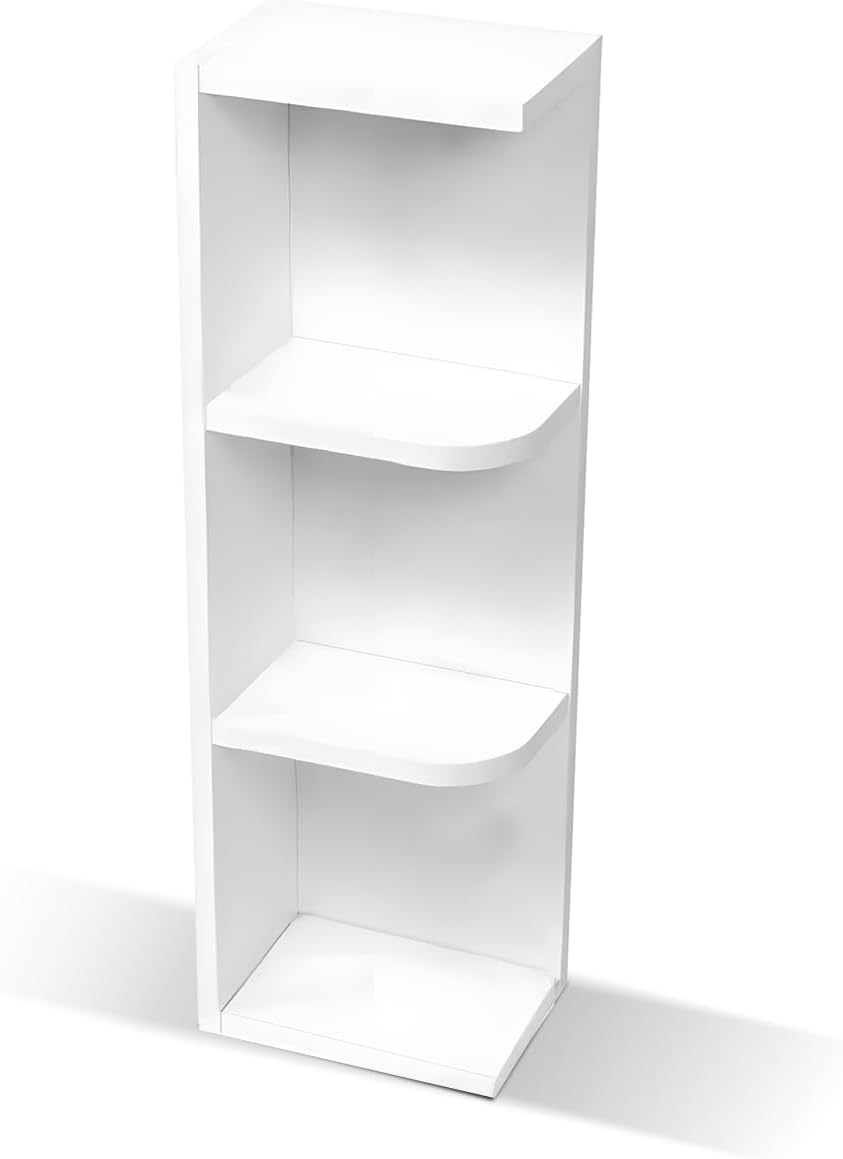 Wall Cabinet, Wall Open End Shelf, 3 Tier Wall Open End Shelf, 2 Fixed Shelves, Unassemble, Plywood, RTA, White Shaker Color, Paint, (White, 12" W X 30" H X 12" D)