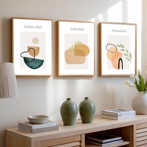 Image of kotart Home Decoration Painting Islamic Paintings With Frame For Living Room Bed Room Hotel Wall Decor Digital Reprint Engineered Wood Set of 3 (Art 4, 13X17 INCH)