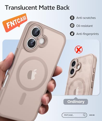Image of FNTCASE for iPhone 17 Case: [Compatible with Magsafe] Translucent Matte Cases with [Full Camera Protection] [Screen Protector] Military Grade Shockproof Protective Phone Cover - Desert Gold