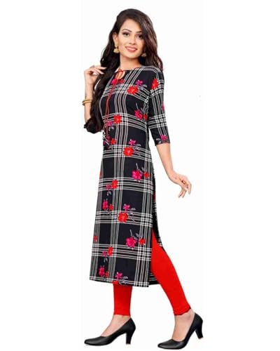 Image of Women's Straight Fit Printed Crepe Kurta, Casual Wear Kurti Design No 159