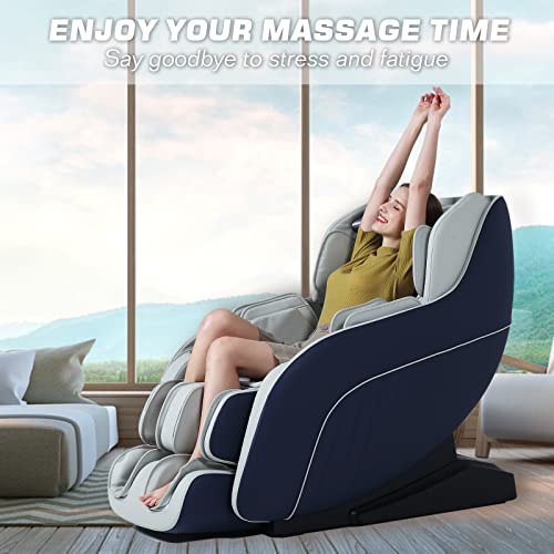 Massage Chair, Sl Track Full Body Airbags Massage Chairs With Zero Gravity, Thai/Yoga Stretch Massage, Back Heating, Bluetooth Speaker, Space Save, Foot Roller Shiatsu Massage Recliner Blue #TOP1
