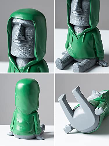 Zksylsm Easter Island Moai Statue Decor,Resin Imitation Stone Statue Figurine Sculpture,Pen Holder, Mobile Phone Holder,Decor Desktop,Bookshelf,Tabletop(Grey) #TOP2