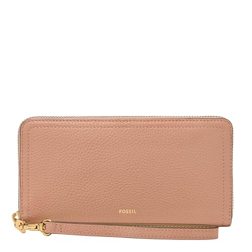 Image of Fossil Women's Logan Leather RFID-Blocking Zip Around Clutch Wallet with Wristlet Strap for Women