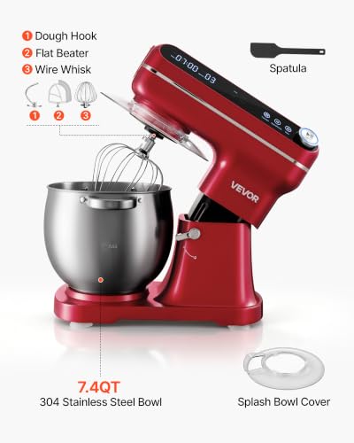 Image of VEVOR 7.4 Qt Tilt Head Stand Mixer 500W Metal Electric Dough Mixer