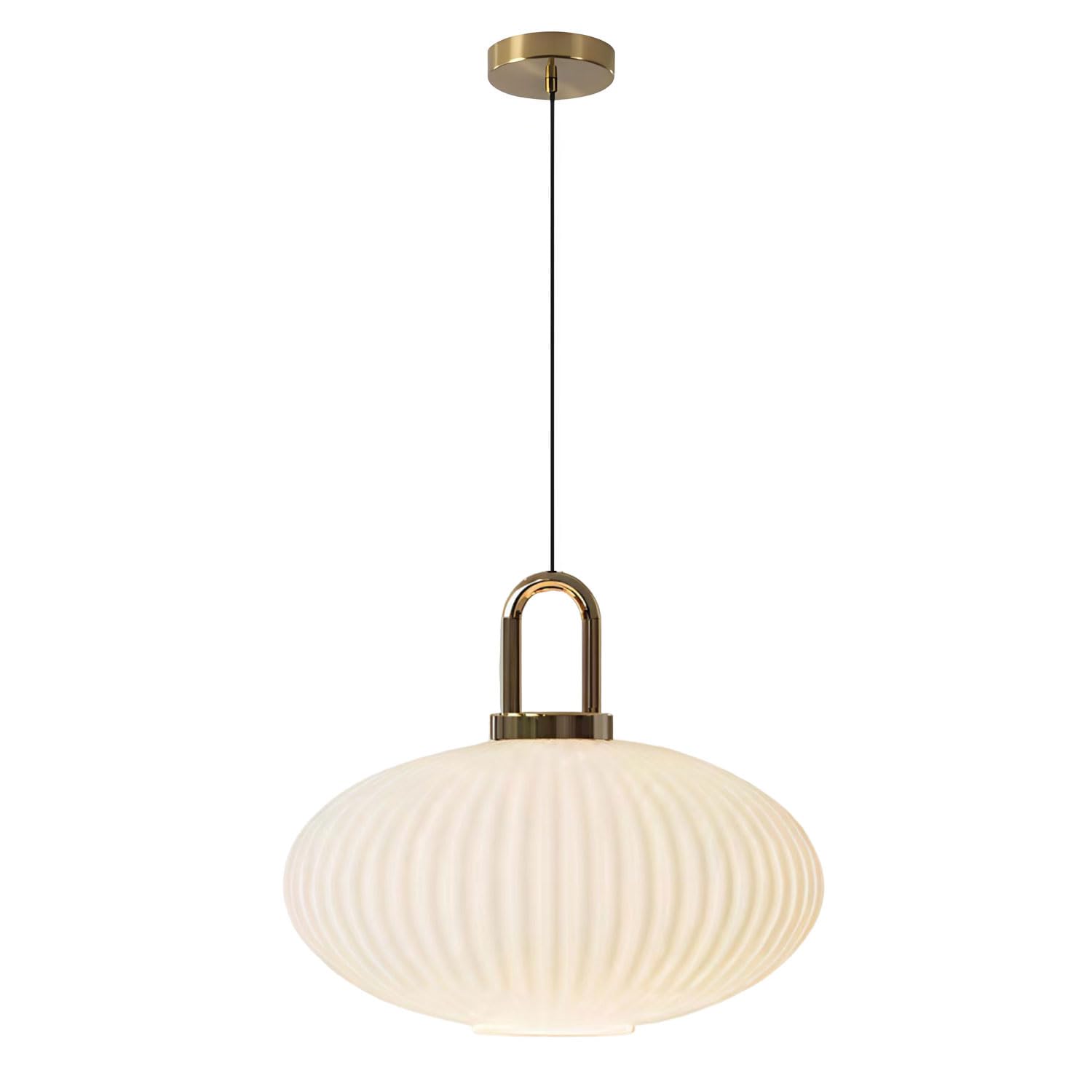 Abinlina Adjustable Gold Vintage Milk Glass Pendant Light Fixture for Kitchen Island, Dining Room, Living Room, and Hallway(11.8"x10.2")