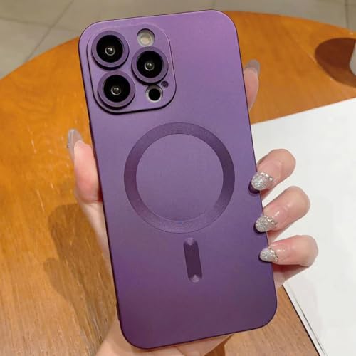 Étui de chargement magnétique iPhone 11 violet verre mat antichoc