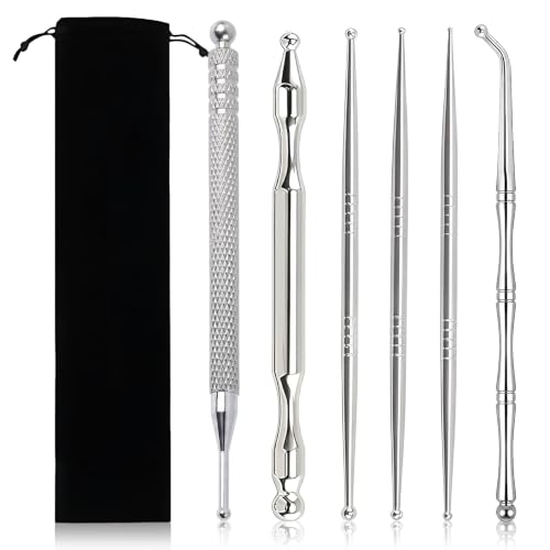 6 Cabezas Dobles Agujas Acupuntura Inox Pluma Acupuntura Adecuado Para La AcupresióN Y La Acupuntura Puede Utilizarse Para Diversos Fines Como La RelajacióN Muscular Con 1Bolsa De Almacenamiento Negra