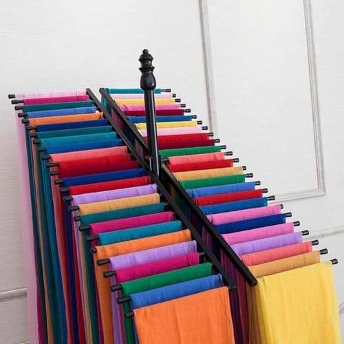 Freestanding Scarf Display Rack - Double-Sided Metal Organizer for Scarves, Ties, Belts, and Towels - Space Saving Design (White 50x170cm(50))